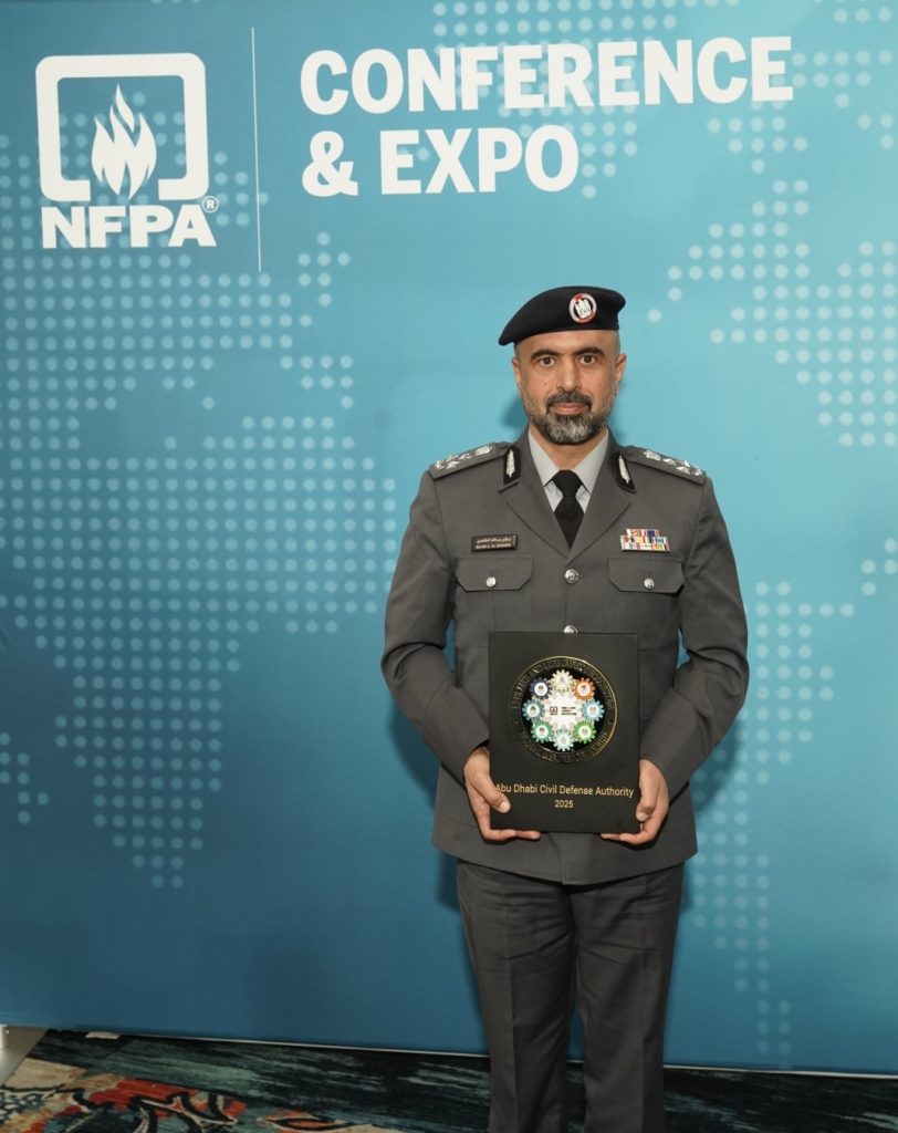 Abu Dhabi Civil Defense Authority receives the 2025 NFPA Award