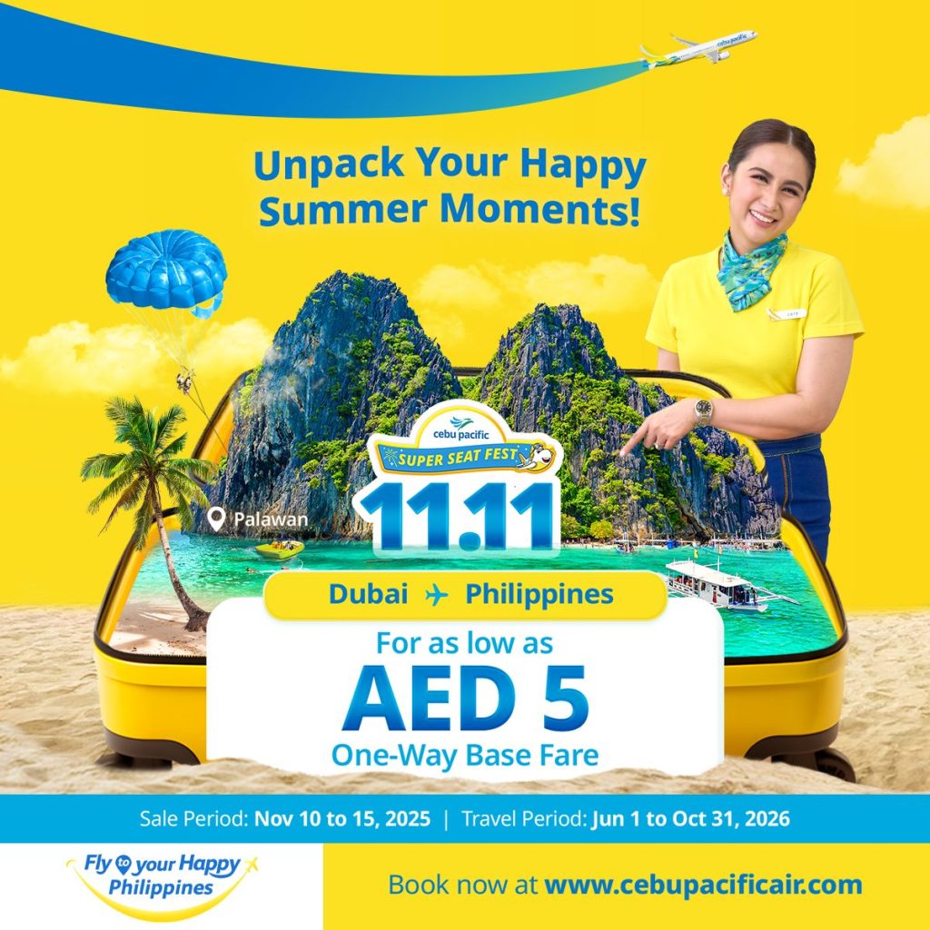 Cebu Pacific’s 11.11 seat sale takes off with AED 5 Dubai to Manila base-fare